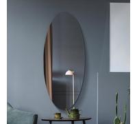 MirrorOutlet Ovale Black Wood Oval Wall Mirror - 120x50cm