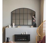 Mirroroutlet Over Mantle Arcus Window - Black Framed Arched Wall Mirror 35" X 26" (90Cm X 65Cm)