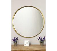 Mirroroutlet Rowan Gold Elegant Modern Bevelled Round Mirror 100 X 100Cm