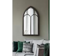 The Somerley - Rustic Black Metal Chapel Arched Decorative Wall or Leaner Mirror 44" X 24" (111CM X 61CM)