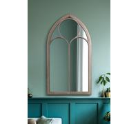 MirrorOutlet Rustic Metal Chapel Arched Wall Mirror Stone Colour (111CM X 61CM) in Beige | Size: 1 Pack MirrorOutlet Beige 1 Pack