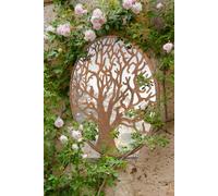 Mirroroutlet Small Bird Tree Design Round Garden Mirror 60 X 60 Cm 2Ft X 2Ft