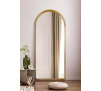 MirrorOutlet Solid Oak Framed Arched Leaner / Wall Mirror 75" X 33" (190CM X 85CM) in Beige | Size: 1 Pack MirrorOutlet Beige 1 Pack