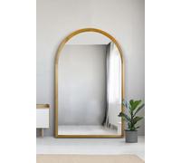 MirrorOutlet Solid Oak Framed Arched Leaner Wall Mirror 75" X 47" (190CM X 120CM) in Beige | Size: 1 Pack MirrorOutlet Beige 1 Pack