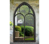 MirrorOutlet 'Somerley' Chapel Arch Large Black Garden Wall Mirror 150cm x 81cm | Size: 150 cm x 81 cm MirrorOutlet Black 150 cm x 81 cm