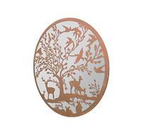 MirrorOutlet Stag Deer Tree Design Round Garden Mirror 100 x 100 CM 3ft3 x 3ft3 LO003 , Brown