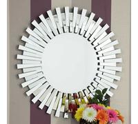 MirrorOutlet Starburst All Glass Stylised Round Mirror 91 X 91 Cm, Silver