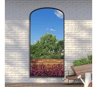 MirrorOutlet The Angustus - Black Metal Framed Modern Shallow Arched Garden Wall and Leaner Mirror 79" X 39" (200CM X 100CM) Black. 2cm Wide Frame and 3cm Deep.…