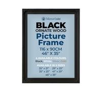 MirrorOutlet The Antiquitus - Ornate Swept Black Picture Frame 46" X 35" (116 x 90CM) Wooden Frame with Glass and Backing Board Fitted. Ready To Fit Your Picture!