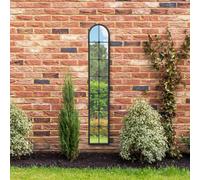 MirrorOutlet The Arcus - Black Framed Modern Full Length Garden Arched Leaner Wall Mirror 67" X 12" (170CM X 30CM) Silver Mirror Glass with Black All weather Backing.