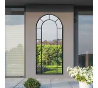 MirrorOutlet The Arcus - Black Framed Modern Full Length Arched Garden Leaner Wall Mirror 75" X 33" (190CM X 85CM) Silver Mirror Glass with Black All weather Backing