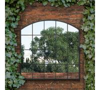 Mirroroutlet The Arcus Black Framed Arched Window Garden Mirror 100Cm X 100Cm