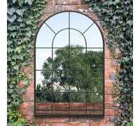 Mirroroutlet The Arcus Black Framed Arched Window Garden Mirror 120Cm X 80Cm