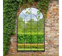 Mirroroutlet The Arcus Black Framed Arched Window Garden Mirror 190 X 120Cm