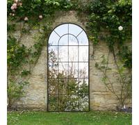MirrorOutlet The Arcus - Black Framed Garden Outdoor Window Full Length Arched Wall Mirror 86.5" X 41.5" (220 x 105CM)