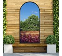 Black Metal Framed Arched Wall Garden Mirror 55" X 27.5" (140 X 70CM) MirrorOutlet Black 1 Pack
