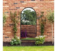 MirrorOutlet The Arcus - Black Framed Modern Full Length Arched Garden Wall Mirror 71" X 35" (180CM X 90CM) Silver Mirror Glass with Black All weather Backing.