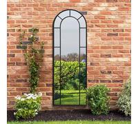MirrorOutlet The Arcus - Black Framed Modern Full Length Arched Leaner Garden Wall Mirror 67" X 24" (170CM X 60CM) Silver Mirror Glass with Black All weather Backing.