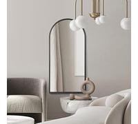 MirrorOutlet The Arcus - Black Framed Modern Full Length Arched Leaner/Wall Mirror 63" X 31" (160CM X 80CM) Silver Mirror Glass with Black All weather Backing