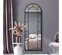 MirrorOutlet The Arcus - Black Framed Modern Full Length Arched Leaner/Wall Mirror 67" X 24" (170CM X 60CM) Silver Mirror Glass with Black All weather Backing