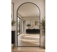 MirrorOutlet The Arcus - Black Framed Modern Full Length Arched Leaner/Wall Mirror 79" X 39" (200CM X 100CM) Silver Mirror Glass with Black All weather Backing.