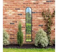 MirrorOutlet The Arcus - Black Framed Modern Full Length Garden Arched Leaner Wall Mirror 67" X 12" (170CM X 30CM) Silver Mirror Glass with Black All weather Backing.