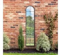 MirrorOutlet The Arcus - Black Framed Modern Full Length Garden Arched Leaner Wall Mirror 75" X 16" (190CM X 40CM) Silver Mirror Glass with Black All weather Backing.