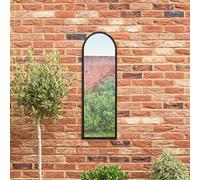 MirrorOutlet The Arcus - Black Metal Framed Modern Arched Garden Wall Leaner Mirror 47" X 16" (120CM X 40CM) Black. 2cm Wide Frame and 3cm Deep