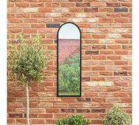 MirrorOutlet The Arcus - Black Metal Framed Modern Arched Garden Wall Leaner Mirror 47" X 16" (120CM X 40CM) Black. 2cm Wide Frame and 3cm Deep
