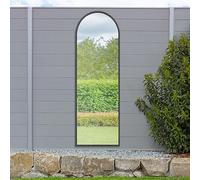 MirrorOutlet The Arcus - Black Metal Framed Modern Arched Garden Wall Leaner Mirror 71" X 24" (180CM X 60CM) Silver Mirror Glass with Black All weather Backing
