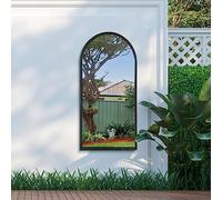 MirrorOutlet The Arcus - Black Metal Framed Modern Arched Garden Wall Mirror 47" X 23.5" (120CM X 60CM) Black. 2cm Wide Frame and 3cm Deep