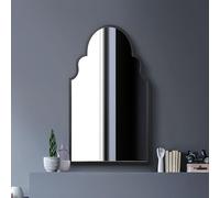 MirrorOutlet The Arcus - Black Metal Framed Modern Arched Wall Mirror 41" X 24" (104CM X 61CM) Black frame