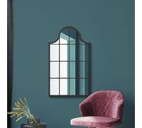 MirrorOutlet The Arcus - Black Metal Framed Modern Arched Wall Mirror 41" X 24" (104CM X 62CM) Black. 2cm Wide Frame and 3cm Deep.