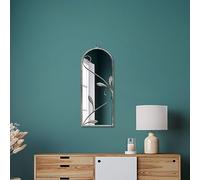 Concrete Colour Metal Framed Arched Wall Mirror 25"x 9" (64 X 24CM) MirrorOutlet Grey 1 Pack