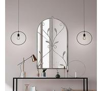 MirrorOutlet The Arcus - Concrete Colour Framed Modern Arched Wall Mirror 31" X 18" (80CM X 46CM) Silver Mirror Glass with Black All weather Backing.