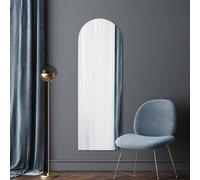 MirrorOutlet The Arcus - Frameless Modern Full Length Arched Leaner/Wall Mirror 70" X 24" 180 X 60CM Silver Mirror Glass with Black wooden Backing - Polished Edging