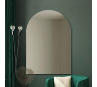 MirrorOutlet The Arcus - Frameless Modern Full Length Arched Wall Mirror 40" X 28" 100 X 70CM Silver Mirror Glass with Black wooden Backing - Polished Edging