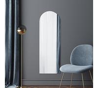 MirrorOutlet The Arcus - Frameless Modern Full Length Arched Leaner/Wall Mirror 59" X 20" 150 X 50CM Silver Mirror Glass with Black wooden Backing - Polished Edging