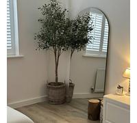 MirrorOutlet The Arcus - Frameless Modern Full Length Arched Leaner/Wall Mirror 71" X 35" (180CM X 90CM) Silver Mirror Glass with Black wooden Backing - Polished Edging