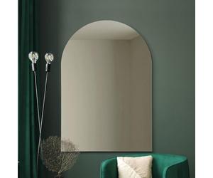 MirrorOutlet The Arcus - Frameless Modern Full Length Arched Wall Mirror 40" X 28" 100 X 70CM Silver Mirror Glass with Black wooden Backing - Polished Edging