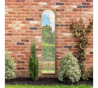 MirrorOutlet The Arcus - Gold Framed Modern Full Length Garden Arched Leaner Wall Mirror 75" X 16" (190CM X 40CM) Silver Mirror Glass with Black All weather Backing.