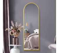 MirrorOutlet The Arcus - Gold Framed Modern Full Length Arched Leaner/Wall Mirror 63" X 21" (160CM X 53CM) Silver Mirror Glass with Black All weather Backing.