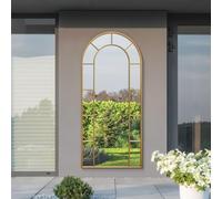 MirrorOutlet The Arcus - Gold Framed Modern Full Length Arched Garden Leaner Wall Mirror 75" X 33" (190CM X 85CM) Silver Mirror Glass with Black All weather Backing.