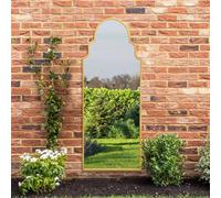 MirrorOutlet The Arcus - Gold Framed Modern Full Length Arched Leaner Wall Garden Mirror 71" X 28" (180CM X 70CM) Silver Mirror Glass with Black All weather Backing.