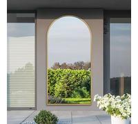 MirrorOutlet The Arcus - Gold Framed Modern Full Length Arched Leaner Wall Garden Mirror 79" X 39" (200CM X 100CM) Silver Mirror Glass with Black All weather Backing.