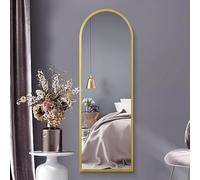 MirrorOutlet The Arcus - Gold Framed Modern Full Length Arched Leaner/Wall Mirror 63" X 21" (160CM X 53CM) Silver Mirror Glass with Black All weather Backing.