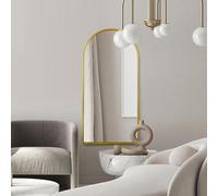 MirrorOutlet The Arcus - Gold Framed Modern Full Length Arched Leaner/Wall Mirror 63" X 31" (160CM X 80CM) Silver Mirror Glass with Black All weather Backing.