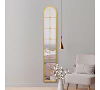 MirrorOutlet The Arcus - Gold Framed Modern Full Length Arched Leaner Wall Mirror 67" X 12" (170CM X 30CM) Silver Mirror Glass with Black All weather Backing