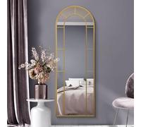MirrorOutlet The Arcus - Gold Framed Modern Full Length Arched Leaner/Wall Mirror 67" X 24" (170CM X 60CM) Silver Mirror Glass with Black All weather Backing