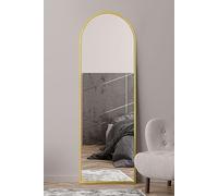 MirrorOutlet The Arcus - Gold Framed Modern Full Length Arched Leaner/Wall Mirror 71" X 24" (180CM X 60CM) Silver Mirror Glass with Black All weather Backing